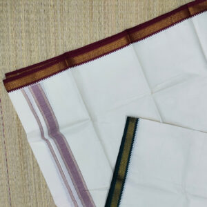 9x5 Unbleached 1.75" inch mayilkan border dhoti