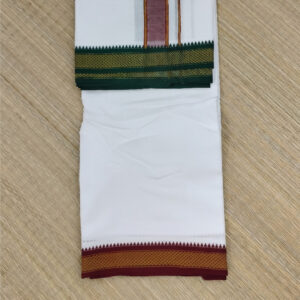 9x5 bleached 1.75" inch mayilkan border dhoti